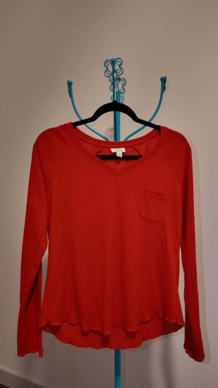 Jenni Intimates Red Thermal Knit Long Sleeve Top – Size S